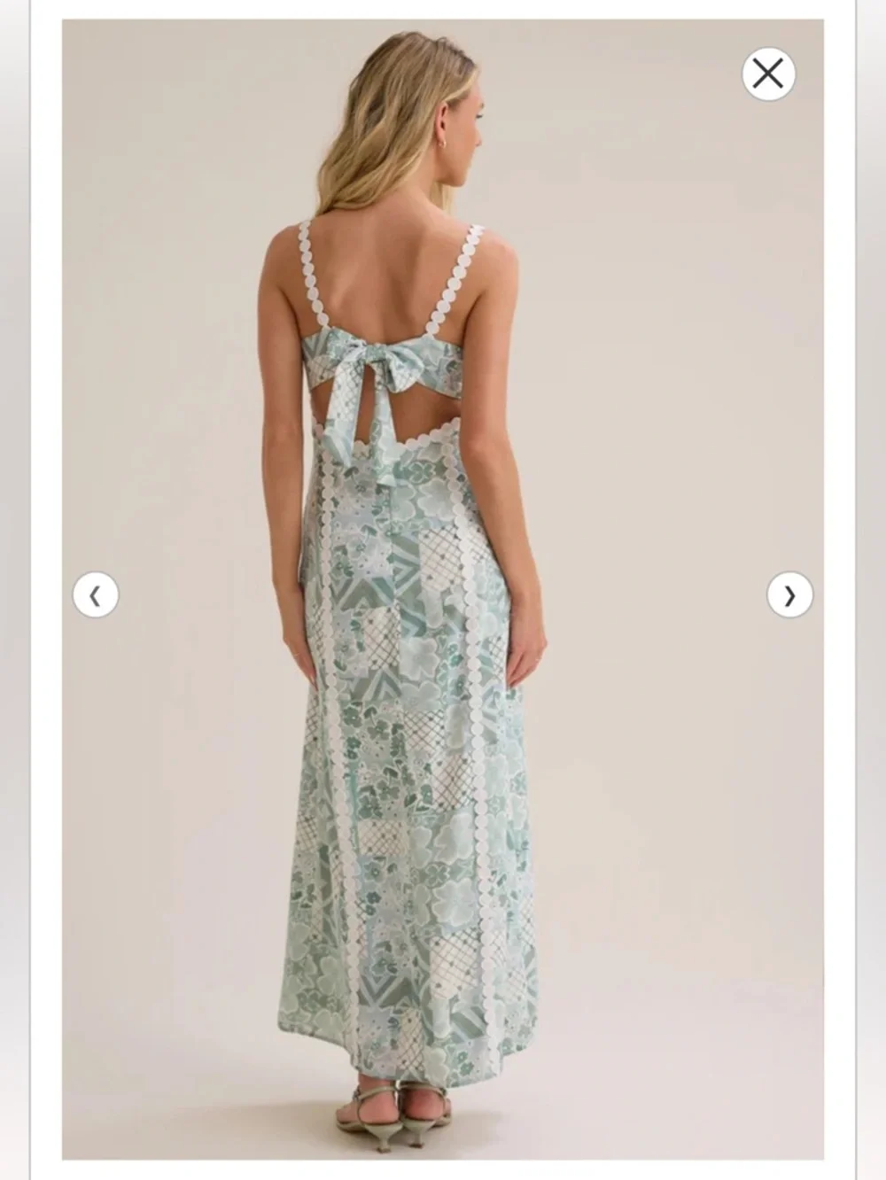 NWT Altar’d State Sola Mint Green Patchwork Maxi Dress with White Trim - Picture 2 of 7